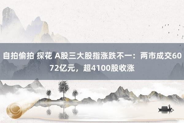 自拍偷拍 探花 A股三大股指涨跌不一：两市成交6072亿元，超4100股收涨