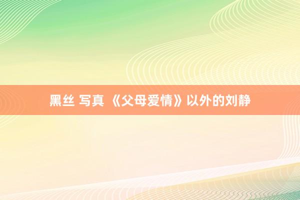 黑丝 写真 《父母爱情》以外的刘静