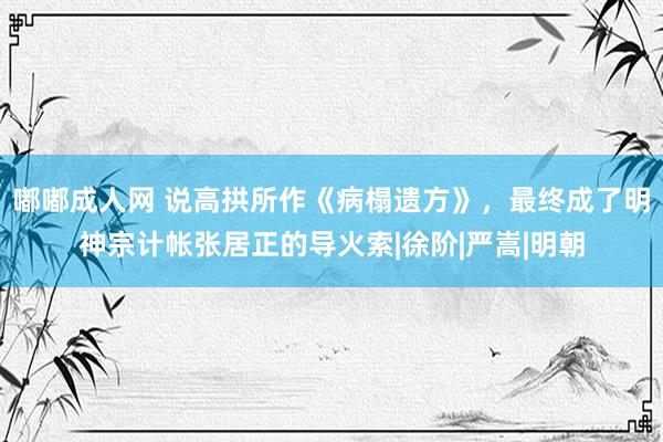 嘟嘟成人网 说高拱所作《病榻遗方》，最终成了明神宗计帐张居正的导火索|徐阶|严嵩|明朝